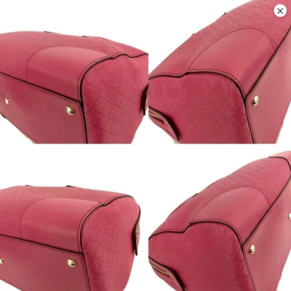 Auth GUCCI Bright Diamante Pink Diamond Leather W/ Gold Hardware Boston Bag - Picture 12 of 13